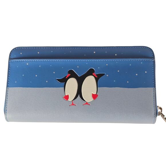 Kate Spade Arctic Friends Continental Wallet Penguin Blue Zip Around Blue Clutch - Picture 16 of 16
